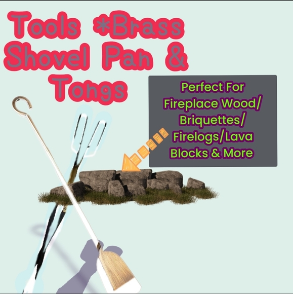 Vintage Brass Pristine Fireplace🔥Tools Linked Ensembled (5 Brass Tools & Base) - Picture 2 of 6